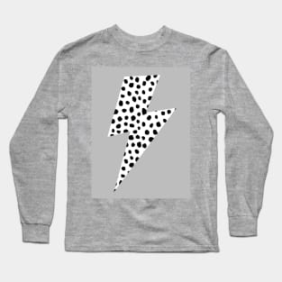 Black and White Spotty, Lightning Bolt Long Sleeve T-Shirt